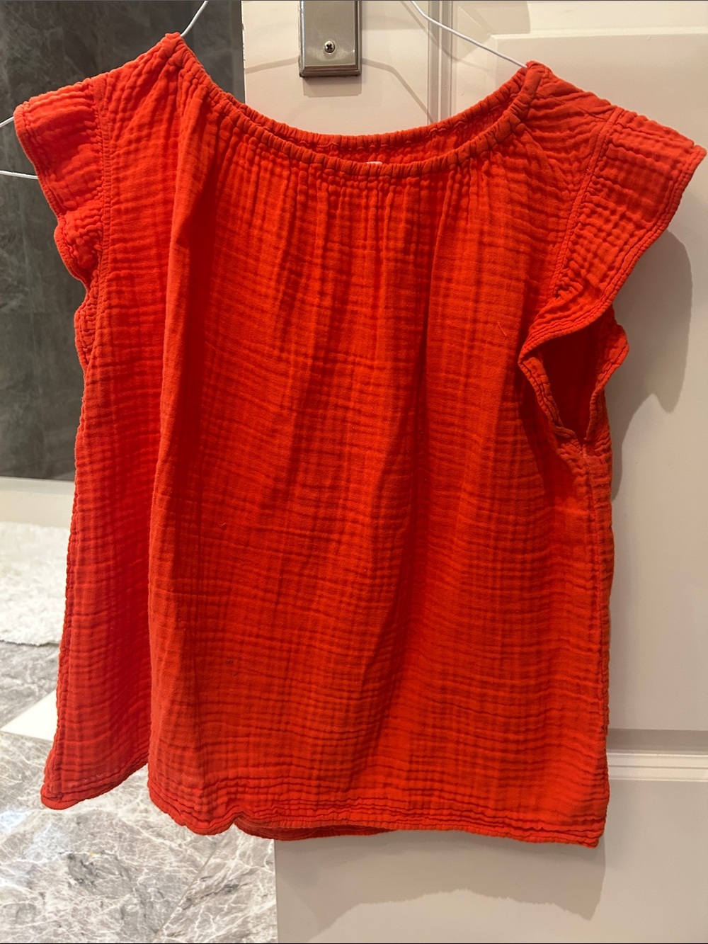 Velvet by Graham & Spencer Orange Gauze Top with Elastic Neckline